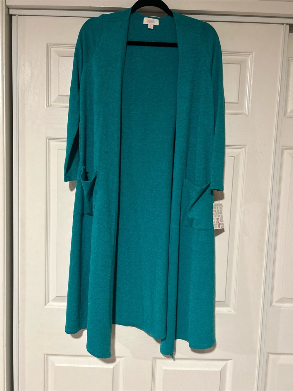 LuLaRoe Sarah Cardigan Long Sleeve Sweater SMALL Solid Teal! Pockets! NWT!